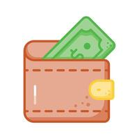 Cash wallet, icon of wallet having banknote in editable style vector