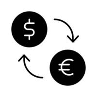 moneda con flecha denotando dinero intercambiar , moneda convertidor icono vector