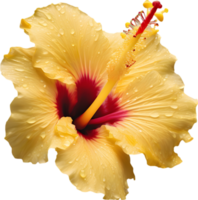 Close-up of a blooming hibiscus flower. AI-Generated. png