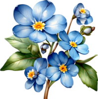 Close-up of a blooming forget-me-not flower. AI-Generated. png