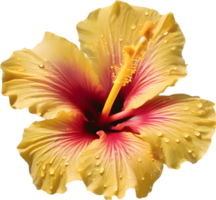 Close-up of a blooming hibiscus flower. AI-Generated. png