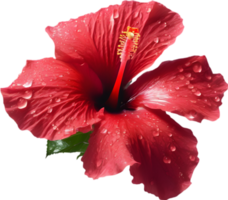 Close-up of a blooming hibiscus flower. AI-Generated. png