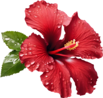 Close-up of a blooming hibiscus flower. AI-Generated. png