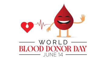 World Blood Donor Day observed every year in June. Template for background, banner, card, poster with text inscription. vector