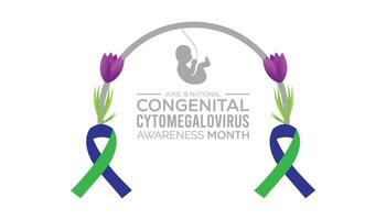 National Congenital Cytomegalovirus awareness month observed every year in June. Template for background, banner, card, poster with text inscription. vector