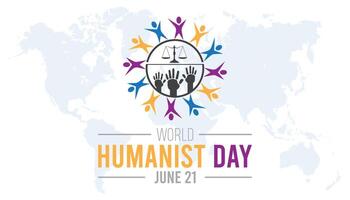 mundo humanista día observado cada año en junio. modelo para fondo, bandera, tarjeta, póster con texto inscripción. vector