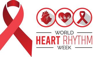 World Heart Rhythm Week observed every year in June. Template for background, banner, card, poster with text inscription. vector