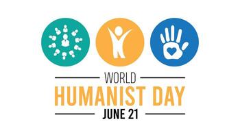 mundo humanista día observado cada año en junio. modelo para fondo, bandera, tarjeta, póster con texto inscripción. vector