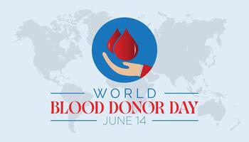 World Blood Donor Day observed every year in June. Template for background, banner, card, poster with text inscription. vector