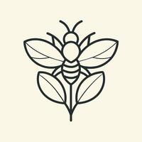 un negro y blanco minimalista dibujo de un abeja descansando en un flor, conjunto en contra un blanco fondo, un minimalista lavandería diseño jactancia lo último Lavado máquinas vector