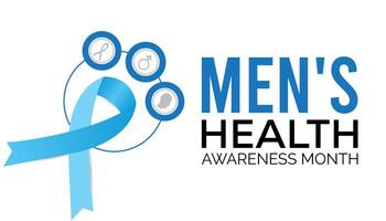 Men's Health Awareness Month observed every year in June. Template for background, banner, card, poster with text inscription. vector