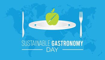 World Sustainable Gastronomy Day observed every year in June. Template for background, banner, card, poster with text inscription. vector