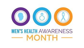 Men's Health Awareness Month observed every year in June. Template for background, banner, card, poster with text inscription. vector