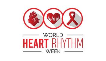 World Heart Rhythm Week observed every year in June. Template for background, banner, card, poster with text inscription. vector