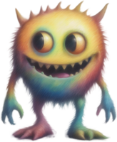 crayon croquis de une mignonne monstre. ai-généré. png