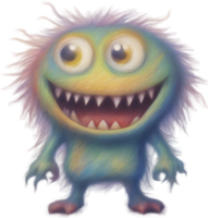 crayon croquis de une mignonne monstre. ai-généré. png