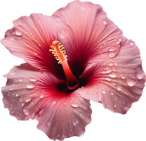 Close-up of a blooming hibiscus flower. AI-Generated. png