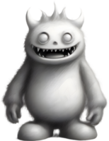 crayon croquis de une mignonne monstre. ai-généré. png