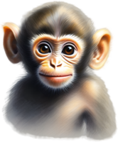 Pencil sketches of a cute baby monkey. Ai-generated. png