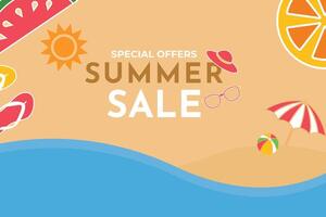 summer beach background banner special offer for event and promotion vector