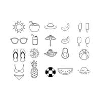 set of icons summer beach element template vector