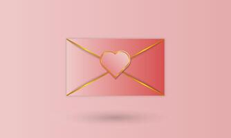 Pink love letter design in a cute and modern 3-dimensional style vector