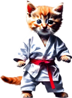 een katje in een karate kostuum. ai-gegenereerd. png