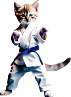 en kattunge i en karate kostym. ai-genererad. png