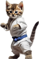 en kattunge i en karate kostym. ai-genererad. png