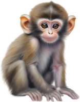 Pencil sketches of a cute baby monkey. Ai-generated. png