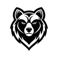 Black and white bear head on a plain white backdrop, showcasing detailed features and contrast, A minimalist black and white geometric design on the forearm vector