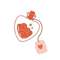 Bottle of magical love potion. Hand drawn illustration. vector