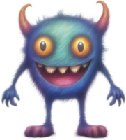 crayon croquis de une mignonne monstre. ai-généré. png