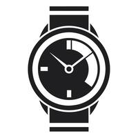 A modern wristwatch in black and white color scheme displayed on a clean white backdrop, Craft a minimalist logo representing a modern wristwatch vector