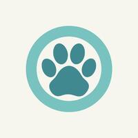 A dogs paw placed inside a circle on a white background, Craft a minimalist logo highlighting a single pet paw in a clean and uncomplicated design vector