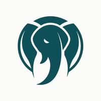 un minimalista logo presentando el majestuoso cabeza de un elefante adjunto dentro un círculo, crear un minimalista logo inspirado por el majestuoso de elefante silueta vector