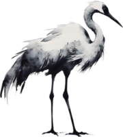 Silhouette portrait of a crane bird. Ai-generated. png