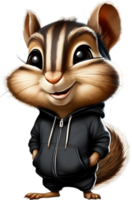 A cute chipmunk in a colorful tracksuit. AI-Generated. png