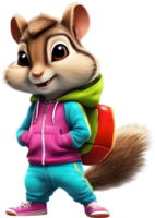 A cute chipmunk in a colorful tracksuit. AI-Generated. png