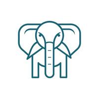 de cerca de un elefantes cabeza presentando un largo, curvo colmillo extensión majestuosamente, diseño un limpiar y minimalista logo utilizando un soltero línea a representar un elefante vector