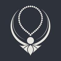 A stylish necklace adorned with pearls and a delicate bow, set against a sleek black background, A minimalist design featuring symbols of repentance and reflection vector