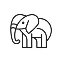 un sencillo línea dibujo de un elefante en un blanco fondo, diseño un limpiar y minimalista logo utilizando un soltero línea a representar un elefante vector