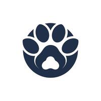 A dogs paw is enclosed within a circle, Develop a sleek logo with a minimalist approach, focusing on negative space vector