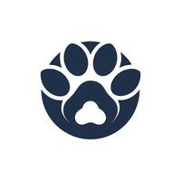 A dogs paw is enclosed within a circle, Develop a sleek logo with a minimalist approach, focusing on negative space vector