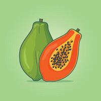 Summer tropical fruits for healthy lifestyle. Papaya fruit illustration. vector