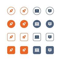 Collection of Icons set, flat colored with shadows. Thin line icons set. Flat illustration vector