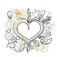 Abstract heart with floral ornament. Hand drawn floral heart. vector
