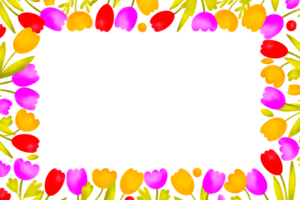 botanisch horizontal Rahmen mit hell Blühen Blumen. Frühling Karte zum Design und drucken. Einladung zum Kinder- Party. isoliert Karte png