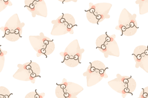 Seamless pattern with cartoon ghosts. Ghost with glasses. Halloween background. Cartoon design png