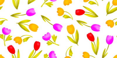 Seamless pattern with blooming spring flowers. Botanical background. Isolated pattern for print, textile, wrapping paper and nursery png